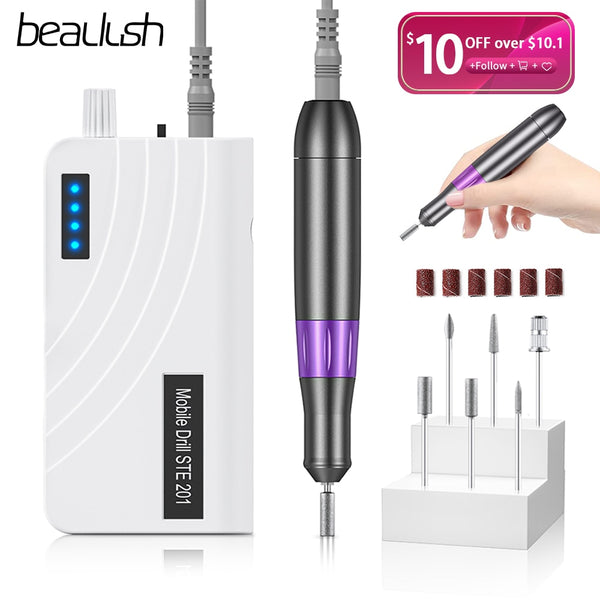 Beaulush 35000RPM Nail Drill Machine Rechargeable Electric Nail Sander For Gel Removing Professional Manicure Machine Equipment