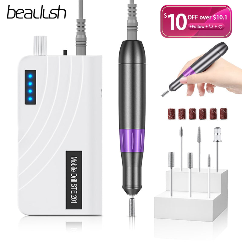 Beaulush 35000RPM Nail Drill Machine Rechargeable Electric Nail Sander For Gel Removing Professional Manicure Machine Equipment